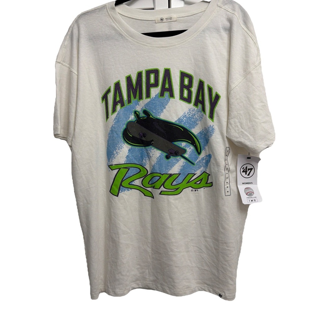 Tampa Bay Rays Women's Medium MLB Baseball Graphic Tee by '47 Skateboard Ray NWT